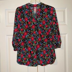 Floral Women's Blouse - Black and Red